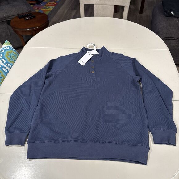 NEW Goodfellow Mens Medium Blue Quilted 1/4 Snap Pullover Fishing Hunting - Picture 1 of 8
